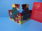 Vintage Greeting Card Bears Decorating Christmas Tree Fold Out Unused 1950 s