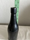 Antique 19th Century Black Glass Three Piece Mold Stout Pontic Bottle  5 - Rare