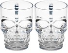 Circleware Skull Face Beer Mug Drinking Glasses Handle Set Of 2 Heavy Base