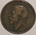 British Penny - 1912-h - King George V  22 