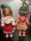 Pair Of Antique German Celluloid Miniature Dollhouse Boy And Girl Dolls