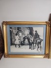 2 Vintage Gold Frames With Horses  Black And White  Victorian  Equine  Hollywood