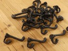 100 Black Cast Iron Acorn Hooks 3 1 4  Long Hook Coat Hat Wall Bathroom Towel