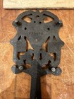 Vintage Antique Cast Iron Trivet Painted Love Birds  Hearts  Hanging Brooms