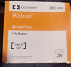2 New Boxes Total 400 Webcol Med Size Alcohol Prep Pads Wipes free Shipping Usa