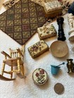Lot   Dollhouse  Miniatures   Foot Stools   Rugs   Blankets  Toys  Chair  Etc   