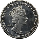 Turks And Caicos - 5 Crowns - 1993 - Unc - Apollo 11  planting Flag 