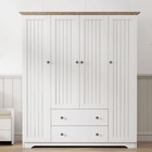 4 Door Solid Wood Wardrobe Armoire Closet Storage Cabinet With 2 Drawers  White 