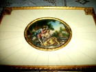 Antique Jewelry Casket French Ormolu Miniature Oil Painting Couple Convex Glass