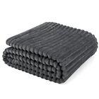 Pavilia Super Soft Fleece Throw Blanket Dark Grey   Assorted Colors   Sizes 
