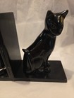 Pair Vintage Art Deco Mcm Regal Black Cat Bookends Enameled Metal 