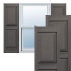 12 In  X 51 In  Raised Panel Vinyl Exterior Shutters Pair In Tuxedo Grey