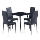 Set Of 4 Pu Leather Dining Chairs Kitchen With Cushion And High Back Metal Legs