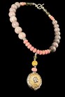 Vintage Sterling Silver Multi Gemstone Beaded Toggle Necklace Modernist Pendant