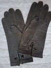 Vintage Genuine Peccary Pigskin Leather Ladies Gloves Gray Wrist Button Closure