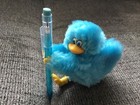 Vintage Pencil Hugger Clip-on Finger Duck Plush Stethoscope Grabber Toy Blue Euc