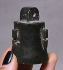 5cm China Meteorite Iron  black Magnet  Dynasty Palace Bells Gong Amulet Pendant