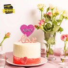 60pcs Valentines Day Cupcake Toppers With Sticks Glue Point Conversation Hearts 