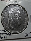 1846-a France 5 Francs Large Silver Coin Cleaned   Damaged