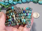 Nevada Boulder Turquoise 45  Memory Wire Indian Corn Bead Thunderbird Bracelet
