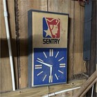 Sentry Advertising Wall Clock Blue Beige Red Sign Decor Vintage Style Home Bar