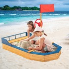 Kids Pirate Boat Wood Sandbox W  Storage Box   Non-woven Fabric Liner