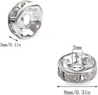 200pcs Silver Plated Crystal Rondelle Spacer Beads For Jewelry Making 8mm