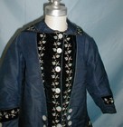 Antique Child s Bustle Dress Victorian 1880 Navy Blue Silk And Floral Velvet