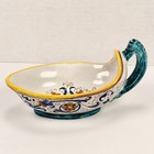 Hand Painted Grazia Deruta Italian Pottery Handled Gravy Sauce Dish Italy 7 75 