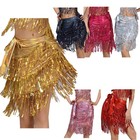 Womens Dancewear Ballroom Hip Scarf Fringe Skirt Costume Tying Latin Belly Side