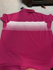 Nike Golf Dri-fit Men s 2xl Pink white Striped Polo Standard Fit Short Sleeve