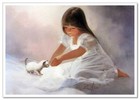 Lovely Children-flowers Of Life Pretty Girl   Kitty Kids Art New Modern Postcard