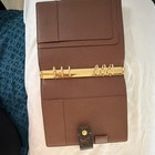 Louis Vuitton Monogram Agenda day Planner Cover Brown Gold Snap Closure Women