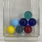 7 Small Peewee Glass Marbles Lot 13-14mm Solid Colors Blue Red Yellow Green