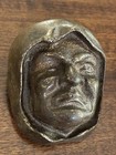 Pair Antique 19c Cast Bronze Furniture Mounts Munk Head Figure Heavy - Ormolu