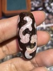 Energy Tibetan Old Agate Cinnabar Dots Zodiac Horse 1 Eyed Ruyi Dzi Bead Amulet