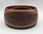 Vintage Criss Cross Inlay Handcrafted Wooden Bowl   Mcm Hand Turned Bowl 