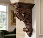 Hand Carved Wood Corbel Acanthus Leaf Bracket Ornate Wall Shelf Support Walnut