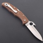 Fiberglass Handle Spear Point Silver Blade Pocket Knife Bottle Opener Brown New