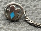 Vintage Southwestern Sterling Silver Blue Enamel Tie Tack Pin