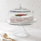 Classic 2pc Glass Cake Stand With Dome  Traditional Round Cupcake Display