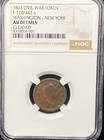 1863 Civil War Token Washington- New York F-110 442a Ngc Au Details