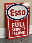 Esso Gasoline Full Service Metal Sign Baked Oil Gas