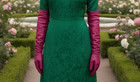 Women Long Pink Sheep Leather Gloves Smooth Lined Elegant Winter Dress Wear