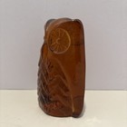 Vtg Amber Glass Owl Figurine Paperweight Mid-century Modern Mcm  D-75