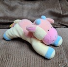 Rare Vintage Eden Russ Squeaky Pig 6  Plush Stuffed Toy Pastel Yellow Bowtie