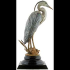 New Porcelain   Bronze Great Blue Heron Bird Figurine On Base 20 