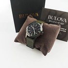 Bulova Hack 98a255 Black Dial Green Leather Strap Automatic Men s 38mm Watch New