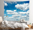 60x40in Fabric Blue Sky Wall Picture - White Clouds Tapestry For Bedroom  Living