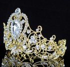 Princess Crystal Rhinestone Womens Girl s Hair Tiara Crown Gold Prom Bridal T87g